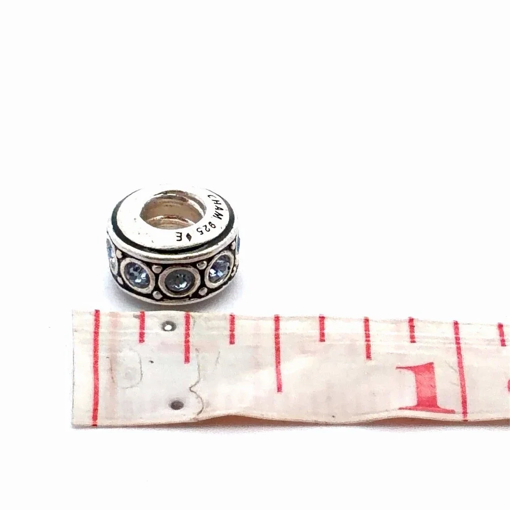Designer Chamilia Sterling Silver Classic Round Light Blue Cubic Zirconia Charm